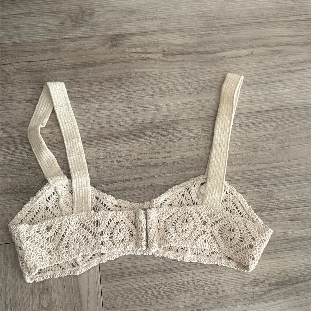 Zara Cream Crochet Crop Top Bralette
